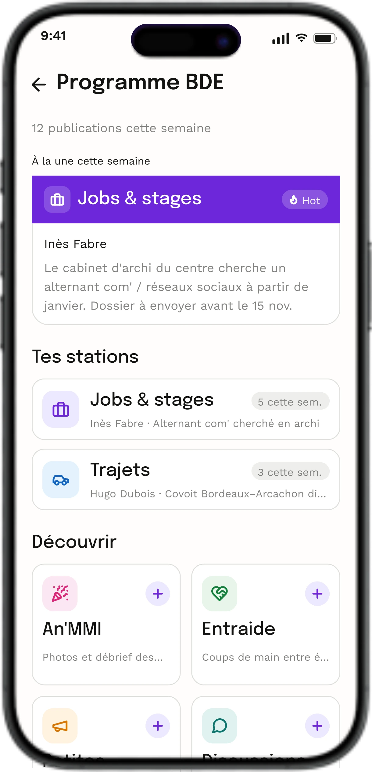 Réseau d'étudiants : jobs, trajets, petites annonces et entraide.